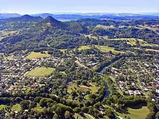 Aerial view of Mullumbimby, Byron Shire, New South Wales, Australia