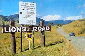 Lions Road sign at road access